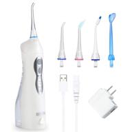 portable cordless rechargeable water flosser for braces and daily teeth cleaning - white logo