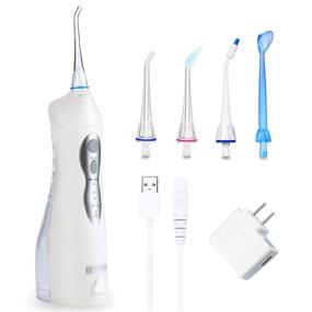 img 4 attached to Portable Cordless Rechargeable Water Flosser for Braces and Daily Teeth Cleaning - White