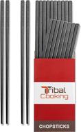 🥢 tribal cooking - set of 10 reusable chopsticks - 9.5 inch japanese chopstick set - fiberglass, washable, dishwasher safe logo