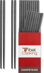 img 4 attached to 🥢 Tribal Cooking - Set of 10 Reusable Chopsticks - 9.5 inch Japanese Chopstick Set - Fiberglass, Washable, Dishwasher Safe