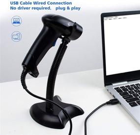 img 2 attached to 🔍 NADAMOO USB Barcode Scanner with Stand - 1D Wired Handheld Laser Bar Code Scanner for Inventory Library Warehouse Supermarket - Plug and Play, Compatible with Laptop and Computer - UPC Barcode Reader