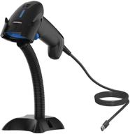 🔍 nadamoo usb barcode scanner with stand - 1d wired handheld laser bar code scanner for inventory library warehouse supermarket - plug and play, compatible with laptop and computer - upc barcode reader logo