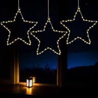 enhance your christmas décor: joiedomi 3pack window star lights with timer, battery operated - 8 lighting modes, 3 remote controls - perfect for xmas home party, indoor & outdoor decor, warm white logo