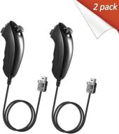 🎮 enhance your wii gaming experience with 2 pack wii nunchuk controllers - black logo