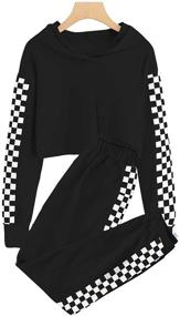 img 4 attached to Girls' Athletic Clothing Set: Sweatshirts, Sweatpants, and Sweatsuit