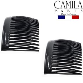 img 3 attached to Camila Paris CP2946 французская боковая расческа для волос, 2 штуки, закругленная, черная - стильные и надежные заколки для волос для женщин - премиум аксессуары для волос, сделаны во Франции.