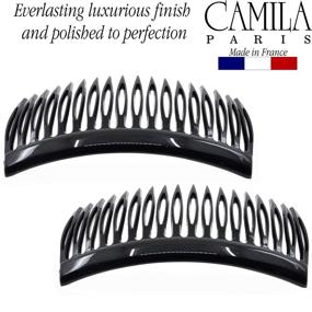 img 1 attached to Camila Paris CP2946 французская боковая расческа для волос, 2 штуки, закругленная, черная - стильные и надежные заколки для волос для женщин - премиум аксессуары для волос, сделаны во Франции.