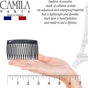 img 2 attached to Camila Paris CP2946 французская боковая расческа для волос, 2 штуки, закругленная, черная - стильные и надежные заколки для волос для женщин - премиум аксессуары для волос, сделаны во Франции.