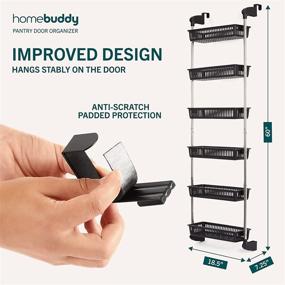 img 2 attached to HomeBuddy Pantry Door Organizer - Efficient 6 Basket Over The Door Storage Solution with Sturdy Hooks - Ideal Door Shelf for Kitchen, Bathroom, Wardrobe