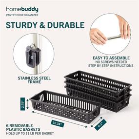 img 1 attached to HomeBuddy Pantry Door Organizer - Efficient 6 Basket Over The Door Storage Solution with Sturdy Hooks - Ideal Door Shelf for Kitchen, Bathroom, Wardrobe