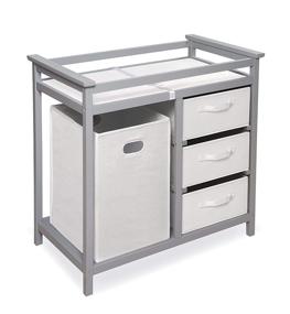 img 4 attached to 👶 Contemporary Baby Changing Table featuring a Built-in Laundry Hamper, 3 Storage Baskets, and Cushioned Pad