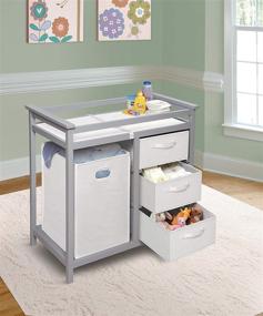 img 3 attached to 👶 Contemporary Baby Changing Table featuring a Built-in Laundry Hamper, 3 Storage Baskets, and Cushioned Pad
