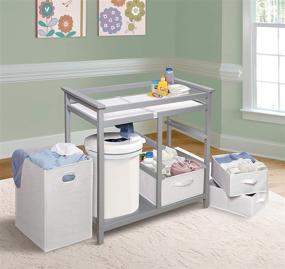 img 2 attached to 👶 Contemporary Baby Changing Table featuring a Built-in Laundry Hamper, 3 Storage Baskets, and Cushioned Pad
