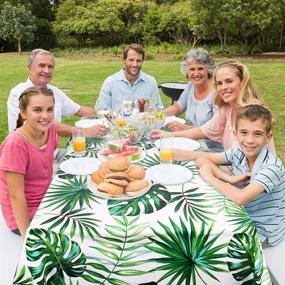 img 3 attached to 🌴 Tropical Disposable Rectangular Tablecloth - Stylish Decorations for Parties and Events