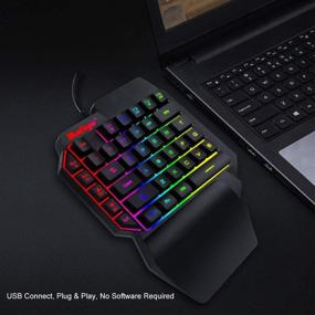 img 1 attached to RGB Gaming Keyboard and Backlit Mouse Combo - Single Hand Mechanical Feeling, Rainbow Letters Glow, USB Wired - with Wrist Rest Support - Ideal for Gaming - Complete Gaming Keyboard Set