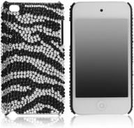 mybat diamante ipod touch 4 protective case - black zebra skin logo