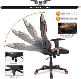 img 2 attached to Acethrone Gaming Chair: High Back Computer Chair with Soft PU Leather, Racing Executive Ergonomic Design, Adjustable Swivel, Reclining, Headrest, and Lumbar Support - Ideal for Adults (Orange)