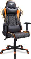 acethrone gaming chair: high back computer chair with soft pu leather, racing executive ergonomic design, adjustable swivel, reclining, headrest, and lumbar support - ideal for adults (orange) logo