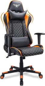 img 4 attached to Acethrone Gaming Chair: High Back Computer Chair with Soft PU Leather, Racing Executive Ergonomic Design, Adjustable Swivel, Reclining, Headrest, and Lumbar Support - Ideal for Adults (Orange)