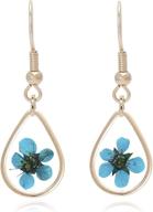 🌼 radiant blooms: bonaluna pressed flower tear drop earrings in yellow gold plating logo