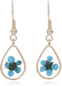 img 4 attached to 🌼 Radiant Blooms: BONALUNA Pressed Flower Tear Drop Earrings in Yellow Gold Plating