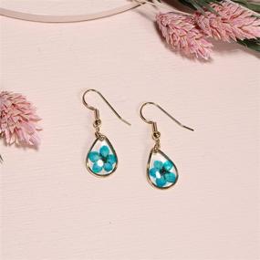 img 1 attached to 🌼 Radiant Blooms: BONALUNA Pressed Flower Tear Drop Earrings in Yellow Gold Plating