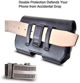 img 2 attached to 📱 AIScell Red Black Oversize Leather Pouch Holster Belt Loop Case: Universally Compatible Faux Leather Horizontal Cellphone Belt Clip Hip Holster for Smartphones (7.00X3.60X0.60 Inches) - Fits Phones with Thick Covers