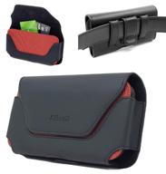 📱 aiscell red black oversize leather pouch holster belt loop case: universally compatible faux leather horizontal cellphone belt clip hip holster for smartphones (7.00x3.60x0.60 inches) - fits phones with thick covers logo