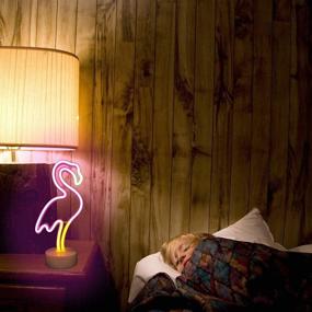 img 2 attached to 🦩 Flamingo Neon Signs with LED Lights - Battery/USB Powered, Pink Flamingo Decor Light for Bedroom, Birthday, Wedding, Christmas