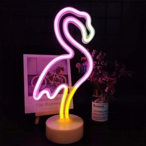 img 3 attached to 🦩 Flamingo Neon Signs with LED Lights - Battery/USB Powered, Pink Flamingo Decor Light for Bedroom, Birthday, Wedding, Christmas