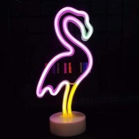 img 1 attached to 🦩 Flamingo Neon Signs with LED Lights - Battery/USB Powered, Pink Flamingo Decor Light for Bedroom, Birthday, Wedding, Christmas