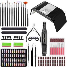 img 4 attached to 💅 Portable Electric Nail Kit: USB Drill Set + 36W UV Led Lamp + Polish Pen + File Kit Tools + 48 Bottles of Nail Sequin Kit + Manicure Decorations - Black