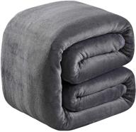 🛋️ thick and cozy queen size blanket for all seasons - 350gsm soft fuzzy microplush lightweight thermal fleece blankets for couch, bed, and sofa - softcare dark gray - 90" x 90 logo