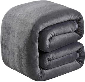 img 4 attached to 🛋️ Thick and Cozy Queen Size Blanket for All Seasons - 350GSM Soft Fuzzy Microplush Lightweight Thermal Fleece Blankets for Couch, Bed, and Sofa - SOFTCARE Dark Gray - 90" x 90