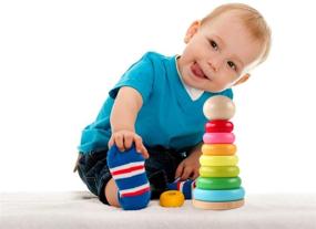 img 3 attached to 🌈 Деревянный разноцветный стакер GEMEM: Веселая обучающая игрушка для малышей от 18 месяцев до 2 лет, безопасная для игры