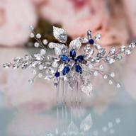 olbye - blue rhinestone wedding hair comb - bridal hair accessories for bride and bridesmaids - silver wedding hair piece logo