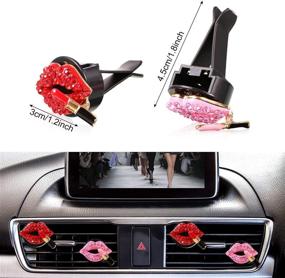 img 3 attached to 💄 Car Air Vent Decoration: Bling Rhinestone Lipstick Style with Fragrance Pads - Set of 4 (Red/Pink)