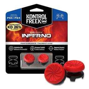 img 4 attached to 🎮 Enhanced PS4 Controller Performance: KontrolFreek FPS Freek Inferno Thumbsticks - 2 Red High-Rise Concave Sticks