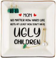 💖 top gifts for moms, hilarious mom gifts from daughters and sons - birthday and christmas presents, mom valentine's day gift, decorative jewelry tray, ceramic ring holder dish, trinket dish, affectionately you don’t have unsightly children logo