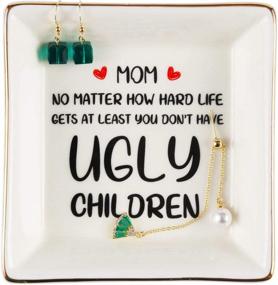 img 2 attached to 💖 Top Gifts for Moms, Hilarious Mom Gifts from Daughters and Sons - Birthday and Christmas Presents, Mom Valentine's Day Gift, Decorative Jewelry Tray, Ceramic Ring Holder Dish, Trinket Dish, Affectionately You Don’t Have Unsightly Children