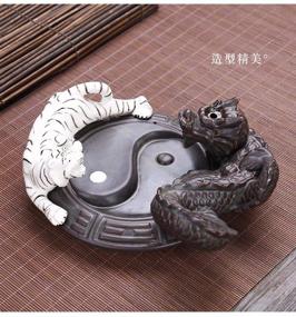 img 4 attached to 🐉 Ceramic Dragon and Tiger Backflow Incense Burner - Aromatherapy Ornament for Home, Office, Yoga - Waterfall Burner with Incense Cone Sticks