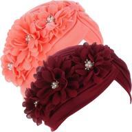 🌸 stunning qianmome women's sequin flower turban: elegant muslim beanie headwrap chemo cap+ logo