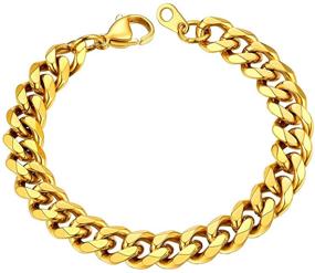 img 4 attached to Cuban Chain Bracelet for Men and Women with 18K Gold Plating/Black/Stainless Steel, Sturdy Curb Link in 3/6/9/12mm Width and Lengths of 6.5/7.48/8.26 Inches - Comes with Gift Box