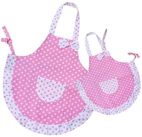 img 4 attached to 👸 Homgaty Princess Bowknot Kitchen Apron with Pocket - Artist &amp; Chef Apron for Women and Kids Baking, Cooking, Painting Party - 2 Layers Cloth Parent-Child Set