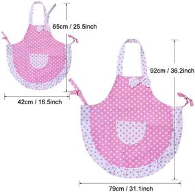 img 3 attached to 👸 Homgaty Princess Bowknot Kitchen Apron with Pocket - Artist &amp; Chef Apron for Women and Kids Baking, Cooking, Painting Party - 2 Layers Cloth Parent-Child Set