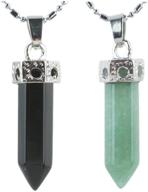 🔮 sunyik semiprecious healing crystal point stone pendant pack: hexagon pyramid necklace pendant duo logo