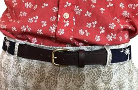 img 1 attached to 🌴 Exquisite Palmetto Needlepoint Leather Accessories: Charleston Belt Collection for Women's Belts