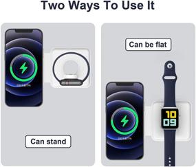 img 1 attached to 🔌 2021 Mag-Safe Wireless Charging Station: 2 in 1 Foldable Charger - Fast 15W Charge for iPhone 12/11/XR, AirPods Pro, iWatch