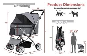 img 3 attached to Premium Pet Cart: 2-in-1 Dog Stroller & Cart | Lightweight, Foldable, and Easy to Assemble | 360° Rotating Front Wheel with Brakes | Ideal for Outings | Max Load 55LB