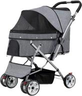 premium pet cart: 2-in-1 dog stroller & cart | lightweight, foldable, and easy to assemble | 360° rotating front wheel with brakes | ideal for outings | max load 55lb logo